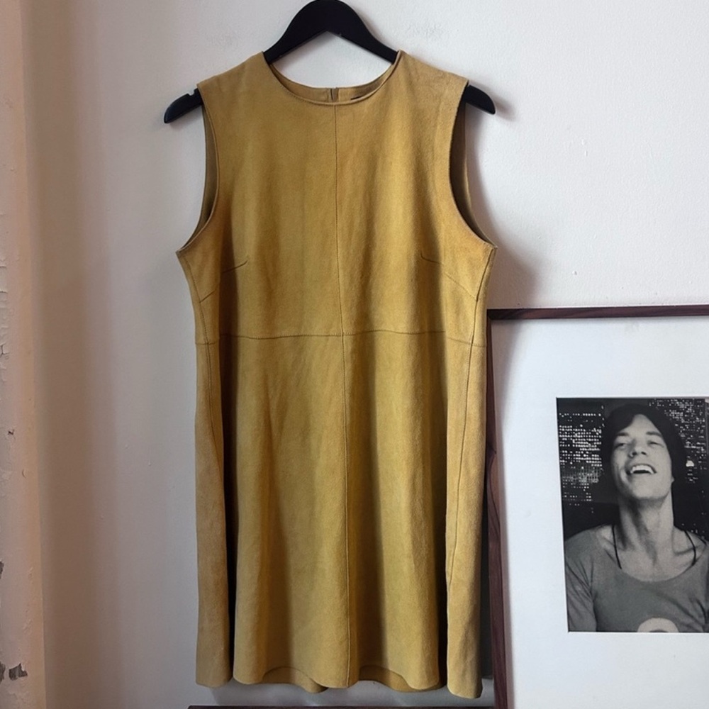muubaa london butter yellow lambskin leather mini dress